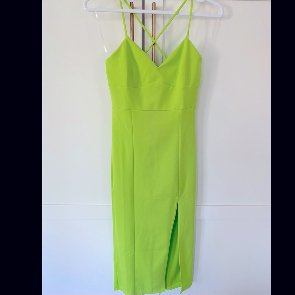 Fashion nova lime green midi dress size S